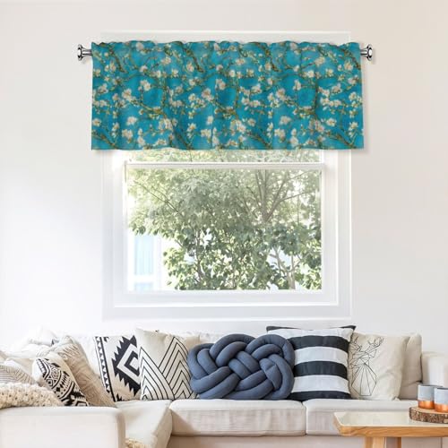 Blossom Floral Curtain Valance 54x18 Inches Window Treatment Rod Pocket Valance for Kitchen Bathroom Bedroom - color: Blossom Floral