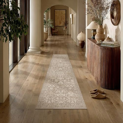HUGEAR 2x6 Beige Neutral Runner Rugs Washable Rug Carpet - color: Beige, size: 2' x 6' (Runner)