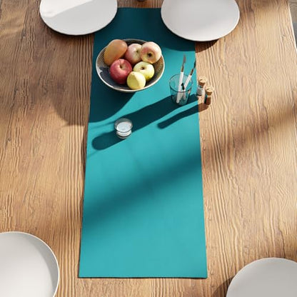 Encasa XO Table Runner, Cotton Canvas Dining Runner 13"x36" - color: Azul Blue, size: 13x36 in