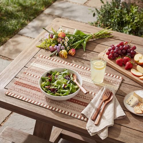 Artoid Mode Caramel Woven Braided Stripe Placemats Set of 4-12x18 Inch - color: Caramel, size: 12" x 18", 4 Pcs