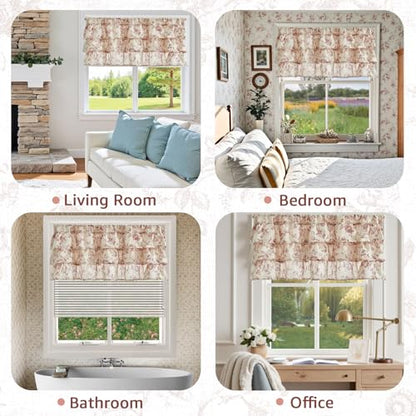 jinchan Amlie Ruffled Floral Valance Curtain 1 Panel 18 Inch Maroon - color: Amlie Maroon on Linen