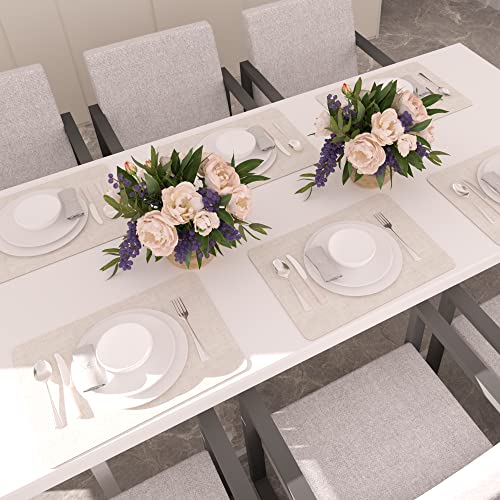 Maxpearl Faux Leather Placemats Set of 6, Easy to Clean, Beige - color: Beige