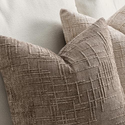 MIULEE Chenille Textured Throw Pillow Covers Taupe Grey 16x16 Set of 2 - color: Taupe Grey, size: 16" x 16" (Pack of 2)