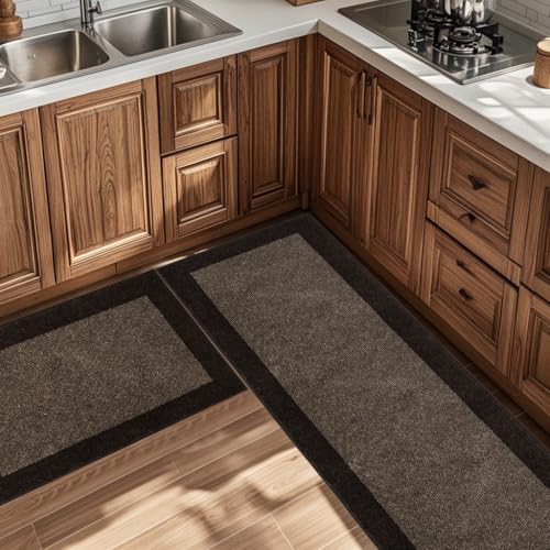 Kitchen Rugs Set (24" x 36"+ 24" x 60"), Runner Rug Roll Packing - color: Brown, size: 24" X 36"+ 24" X 60"