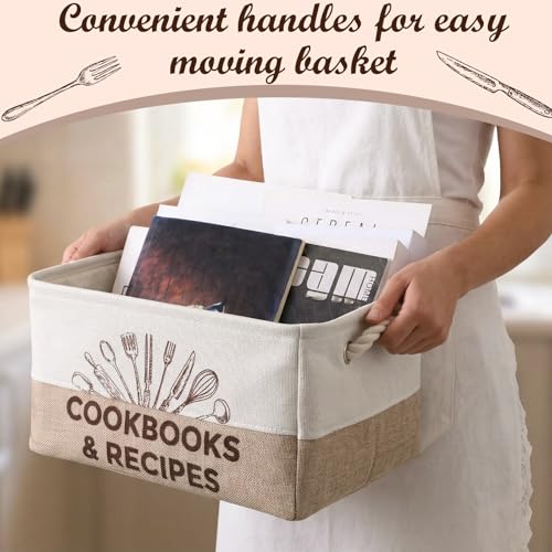 Marsui 1 Pcs Cookbook & Recipe Book Basket Cook Lover Gifts , White Brown - color: White Brown, size: Cookbook