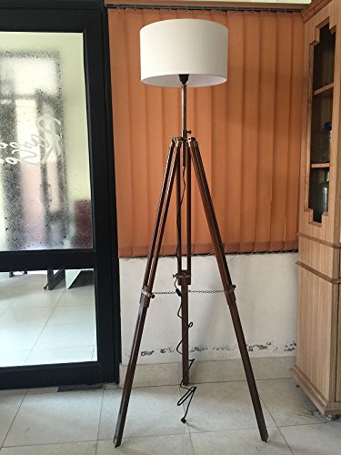 Nautical Tripod Floor Lamp - Contemporary Design for Modern Living Rooms - Soft Ambient Lighting - Made with Natural Wood