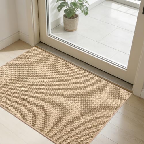 SMILOOL Front Door Mat Indoor Entrance, 24" x 36" Non-Slip Inside Door Mats for Entryway, Dirt Resistant and Absorbent Washable Doormat, Low Profile Entry Way Doormats, Floor Mats for House, Beige - color: Beige, size: 24x36 inch