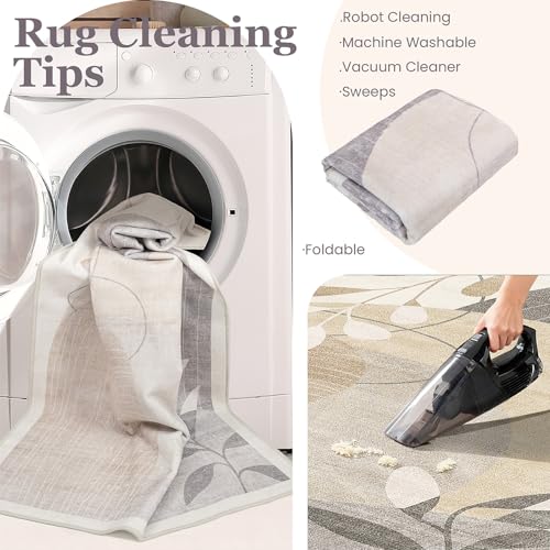 MUJOO 2x3 Washable Rug Small Area Rugs Non Slip Mid Century Modern - color: Beige（modern）, size: 2' x 3' (Rectangular)