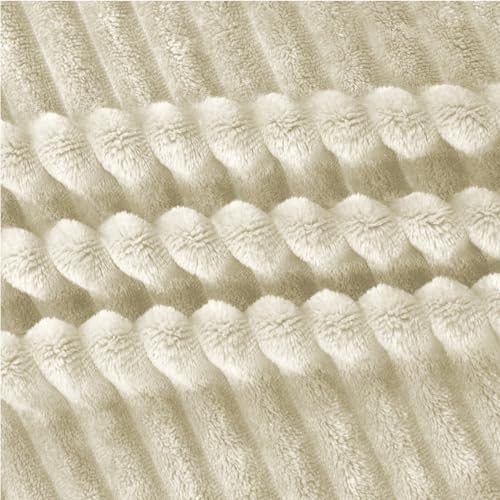 BEDELITE 3D Ribbed Jacquard Beige King Size Blankets for Bed, 108x90 Inch - color: Beige, size: King(108"x90")