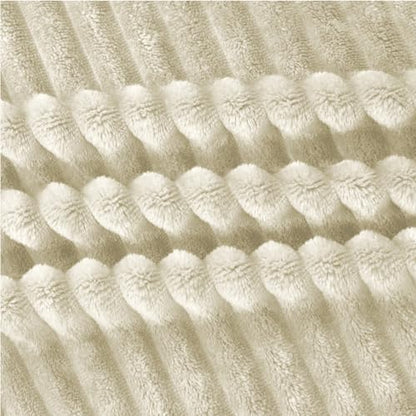BEDELITE 3D Ribbed Jacquard Beige King Size Blankets for Bed, 108x90 Inch - color: Beige, size: King(108"x90")