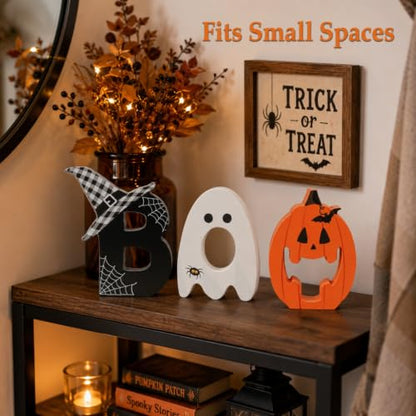 3 Pcs Boo Sign Halloween Table Tiered Tray Shelf Desk Home Decor