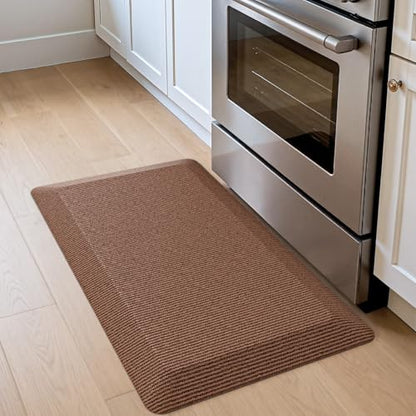 DEXI Anti Fatigue Kitchen Mat Cushioned, 20x32 Waterproof Runner Rug Brown - color: Brown, size: 32"L x 20"W x 0.9"Th