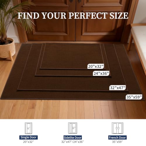 YIHOUSE Indoor Door Mat 35" x 59", Non-Slip Washable Entryway Mat, Dirt Trapper Absorbent Entrance Mat, Low Profile Floor Mat for Front/Back Door, Entryway, Brown - color: Brown, size: 35"x59" (Rectangular)