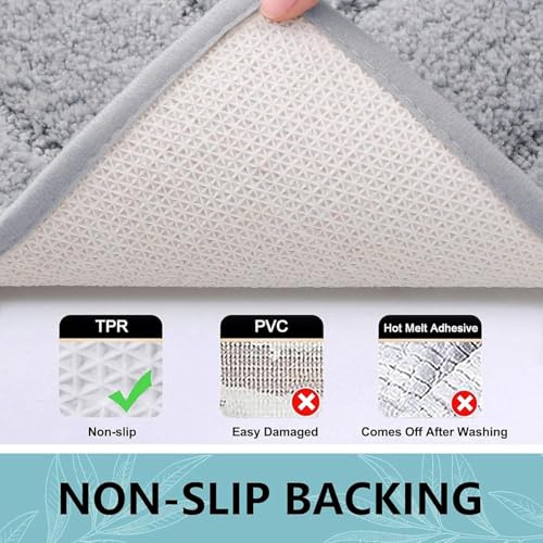 Buganda Microfiber Bathroom Rugs 47x20, Soft Shaggy Absorbent Bath Rugs - color: Grey, size: 47" X 20"