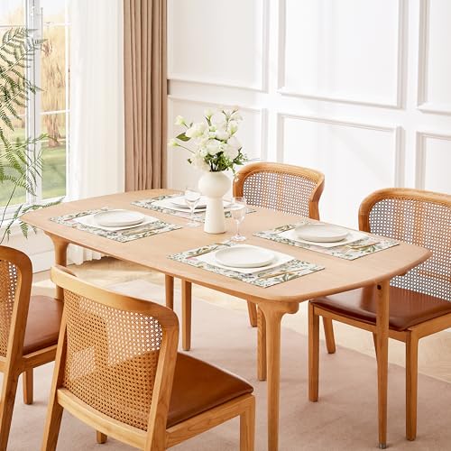 QIYI Boho Table Placemats Set of 4, 12"x18" Linen Place Mats, Wildflowers - color: Wildflowers Herbs, size: Set of 4
