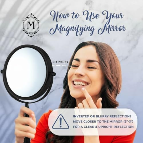 MIRRORVANA Double Sided 10X/1X Magnifying Makeup Mirror, 8" x 15" (Black) - color: Black