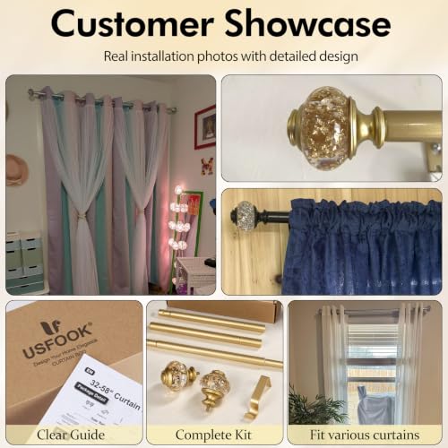 USFOOK Curtain Rods for Windows 48 to 84, Rose Gold - color: Rose Gold, size: 48-84"