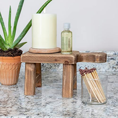 Creative Co-Op Small Wood Pedestal with Handle,Square (Pack of 12) - color: Natural, size: Square (Pack of 12), style: Rectangle