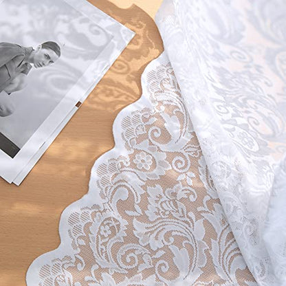 ALIGOGO White Lace Sheer Curtains 54 Inch Length, Rutsic Floral 2 Panels - color: White 1, size: 52"W x 54"L (Pack of 2)