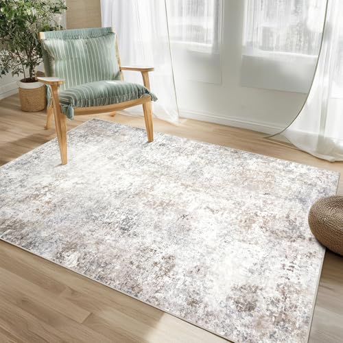 Beige Grey Washable Rugs 3x5 Area Rugs for Living Room,Bedroom,Dining Room - color: Brown-grey-beige-slate, size: 3' x 5' (Rectangular)