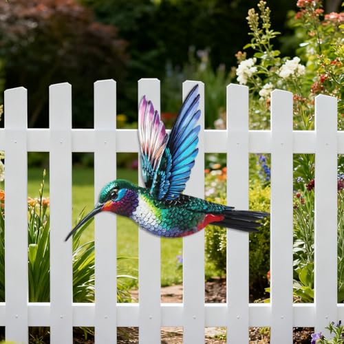 VEWOGARDEN Bird Wall Art, Large Outdoor Metal Hummingbird Hanging Wall Decor for Home Outside Patio Garden Fence Decorations - style: Hummingbird
