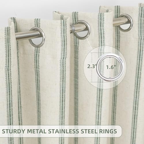 DriftAway Farmhouse Stripe Blackout Curtains, W52xL96, Loden Green - color: G Loden Green Stripe, size: 52"W x 96"L (Pack of 2)