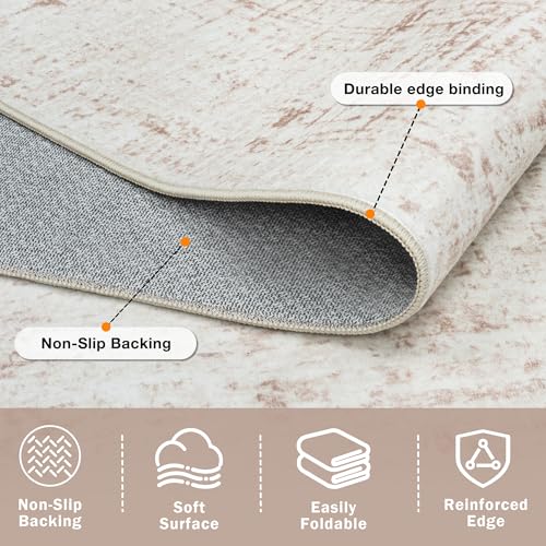 5x8 Washable Area Rug for Living Room Bedroom: Non-Slip Modern Beige White - color: Beige/White, size: 5' x 8' (Rectangular)