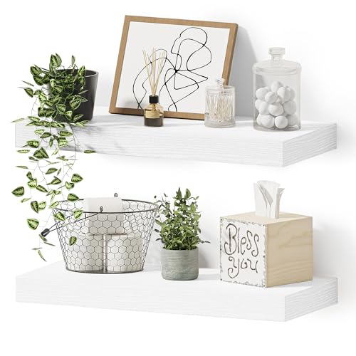 Vivelove Floating Shelves for Wall Mounted 16 inch Set of 2, White - color: White, size: 16”wx6.7”dx1.4”h