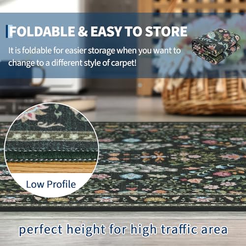 Garvee Floral 5x7 Area Rugs Washable Living Room Rug Entryway Rug Green - color: Green, size: 5' x 7' (Rectangular)