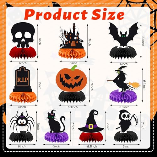 Halloween Table Decorations, 10Pcs Spooky Honeycomb Centerpieces - style: Black Halloween Style