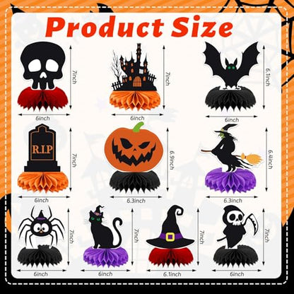 Halloween Table Decorations, 10Pcs Spooky Honeycomb Centerpieces - style: Black Halloween Style