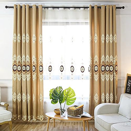 VOGOL Simple Chenille Jacquard Blackout Window Elegance Curtains/Drapes/Panels/Treatments for Bedroom Living Room, 60 x 106, Top Grommets (2 Panels) - color: Coffee-curtain, size: 60"W x 106"L (Pack of 2)