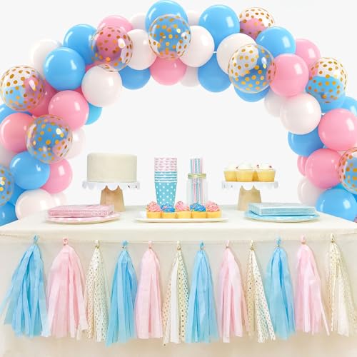 Patimate Gender Reveal Pink and Blue Balloons Set 50 pcs 12 inch - color: Blue Pink