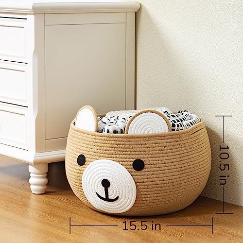CherryNow Large Baby Basket for Gifts Empty, Cute Bear Design, Brown - color: Brown, size: 15.7"D x 10.5"H