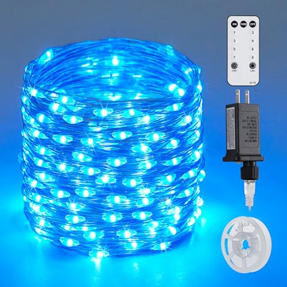 JMEXSUSS 200 LED Blue Fairy Lights Plug in, 66 ft Christmas Twinkle Lights - color: Blue, size: 66FT 200LED
