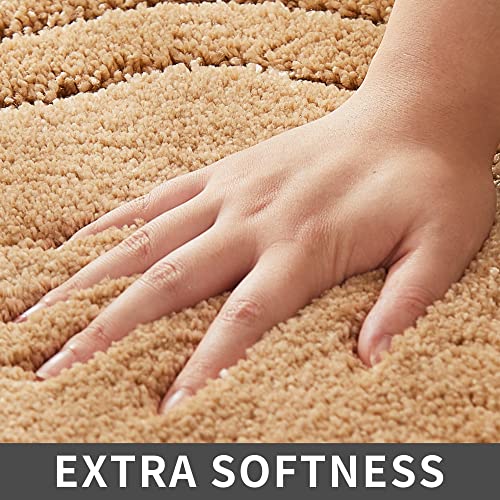 COSY HOMEER Plush Non-Slip Bath Mat Set, Beige, 20"x32" + 24"x48" - color: Beige, size: 20" x 32" + 24" x 48"