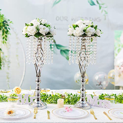 Flower Centerpieces for Wedding Tables: White, 2 Packs - color: Pure White