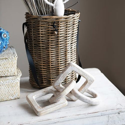 Creative Co-Op Mango Wood Chain Decor, Whitewashed