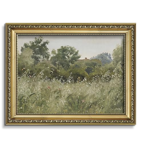 AIMAILON Framework Spring Wildflower Pattern, Impressionist Style 8x10 - color: Green Countryside Scenery, size: 10"L x 8"W