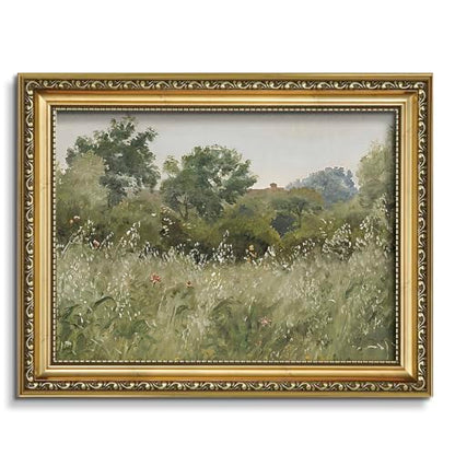 AIMAILON Framework Spring Wildflower Pattern, Impressionist Style 8x10 - color: Green Countryside Scenery, size: 10"L x 8"W