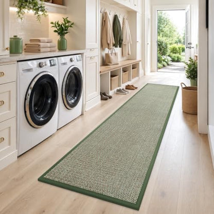 DEXI Ultra Thin Hallway Runner Rug 28x144, Non Slip Entryway Rugs,Green - color: Green, size: 28" X 144" (Runner)