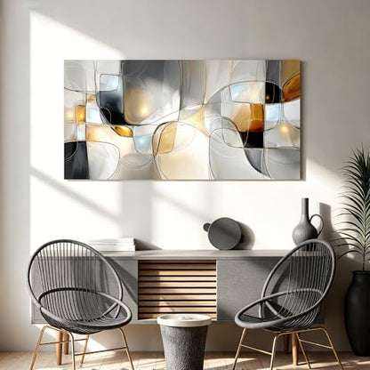 I@U Gray White Abstract Wall Art Prints Modern Geometry Wall Art Decor Abstract Artwork For Walls Canvas Wall Art Decor For Living Room Bedroom Kitchen Office Apartment Canvas Prints 24x48 Inch