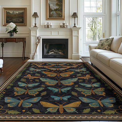 Area Rug 6x9 Living Room Butterfly Rug Machine Washable Butterflies - color: Butterfly, size: 6' x 9' (Rectangular)