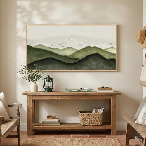 Extra Large Framed Sage Green Abstract Wall Art for Living Room, 60x30 Inch - color: Green White, size: 60"L x 30"W
