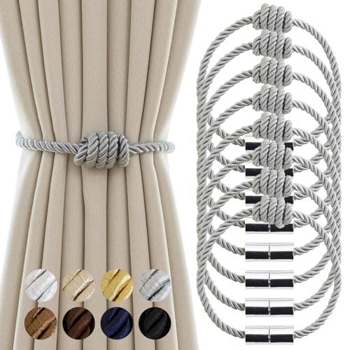 Curtain Tiebacks Magnetic Decorative Rope Tie Backs Holdbacks Contoeey - color: Grey