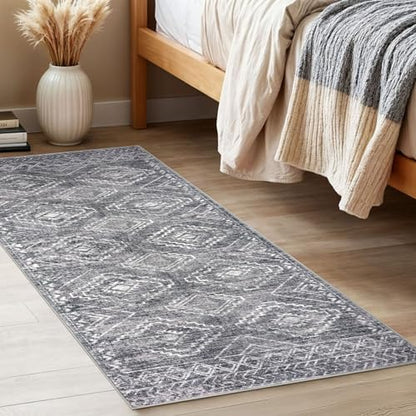 KILOCOCO Washable Runner Rug 2x5 ft Non-Slip Hallway Runners, Grey - color: Grey, size: 2' x 5' (Runner)