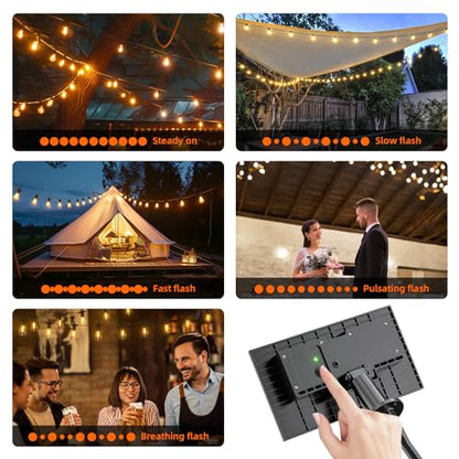 Kawaya ST38 Solar Outdoor String Lights 100FT for Patio Garden Porch Bistro - size: 100FT New