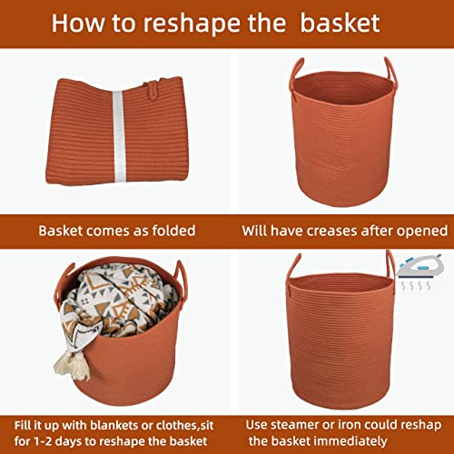 XUANGUO Cotton Rope Laundry Basket Hamper for Clothes Large Rust Red - color: rustic, size: Regular