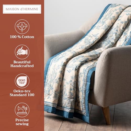Maison d' Hermine Throw Blanket for Couch Lightweight Soft (50''X60'') - color: 001 - the Miller - Blue, size: 50"x60"