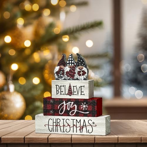 Smile Christmas Wooden Sign Tabletop Decor Gnome Believe Joy - style: Gnome